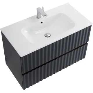 Тумба под раковину ArtMax Elegant AM-ELEGANT-900-2C-SO-GM-LED 90 см серый матовый